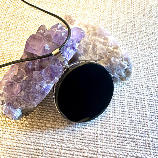 Black Obsidian Mirror Pendant