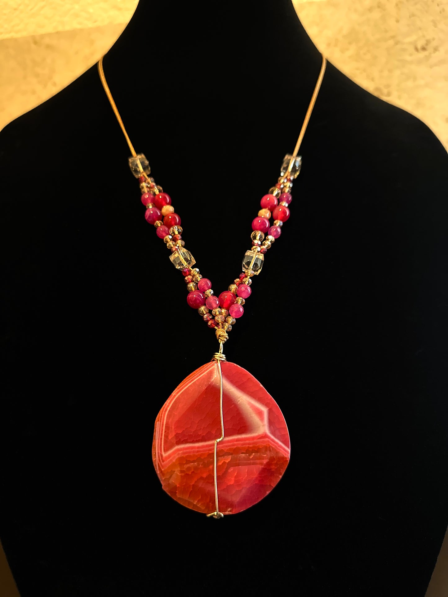 Magenta Lace Agate Necklace