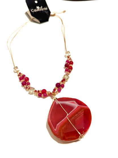 Magenta Lace Agate Necklace