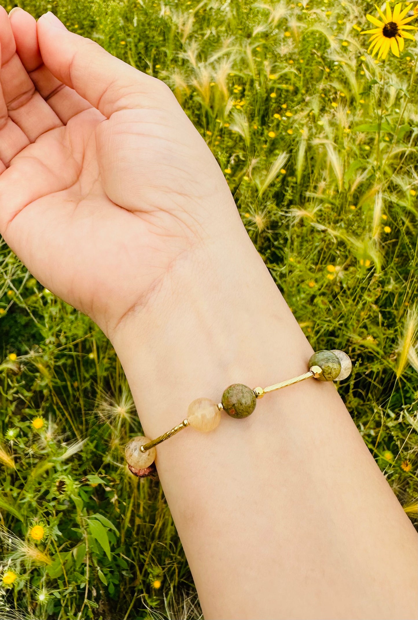 Unakite Citrine Gold Bracelet