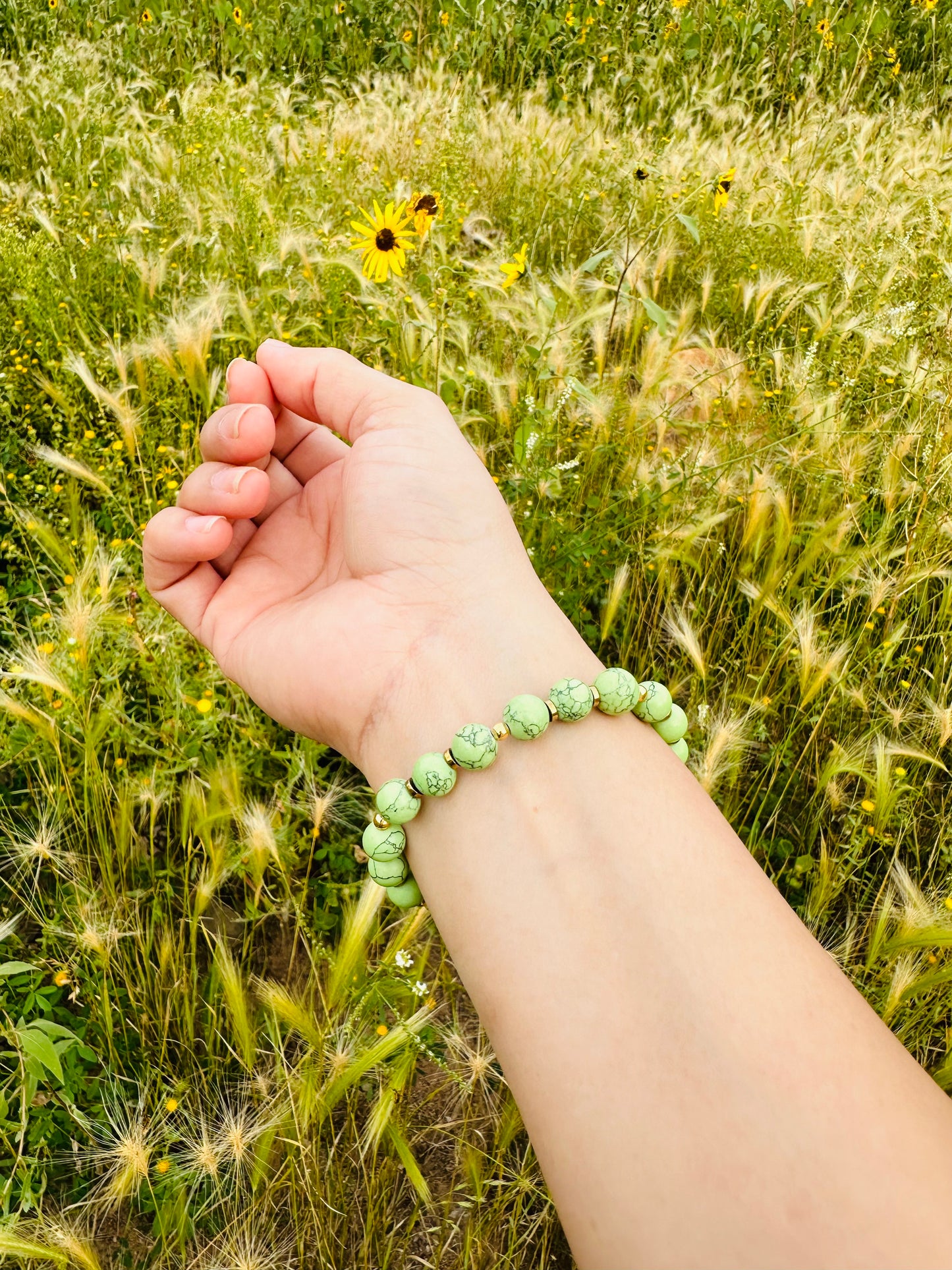 Green Howlite & Hematite Bracelet