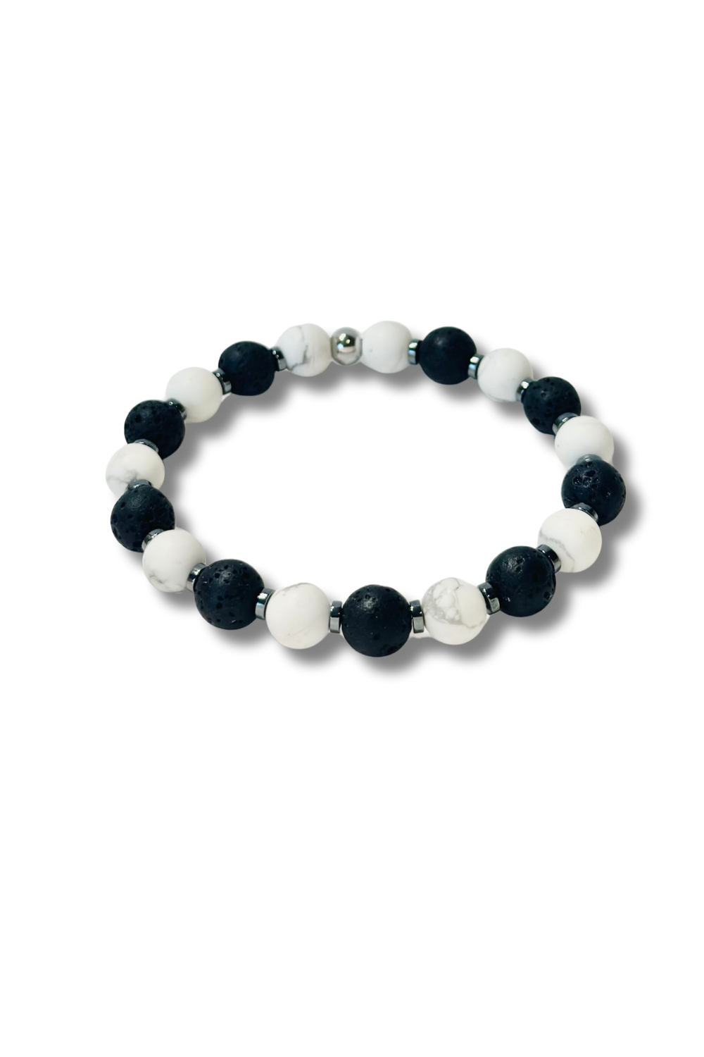 White Howlite and Lava Stone Bracelet