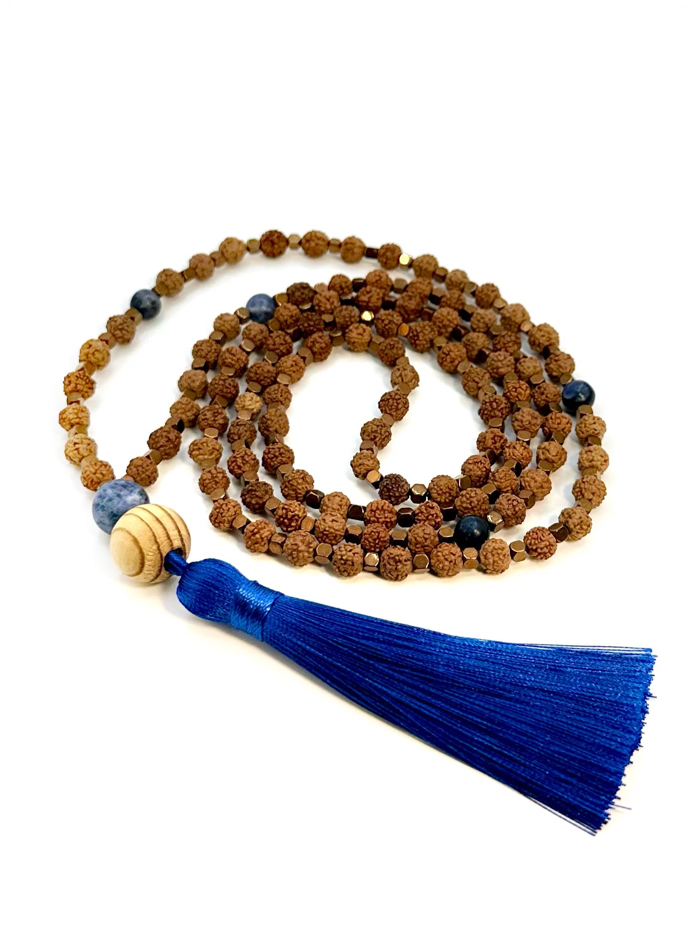 Earth & Sky 108 Rudraksha-Sodalite Mala