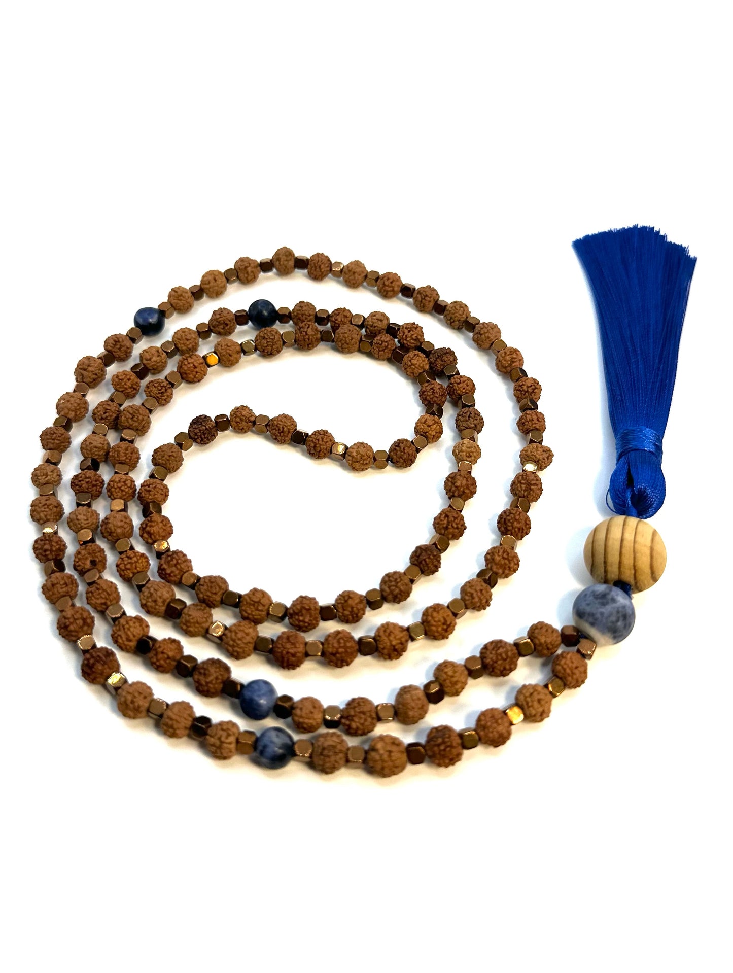 Earth & Sky 108 Rudraksha-Sodalite Mala