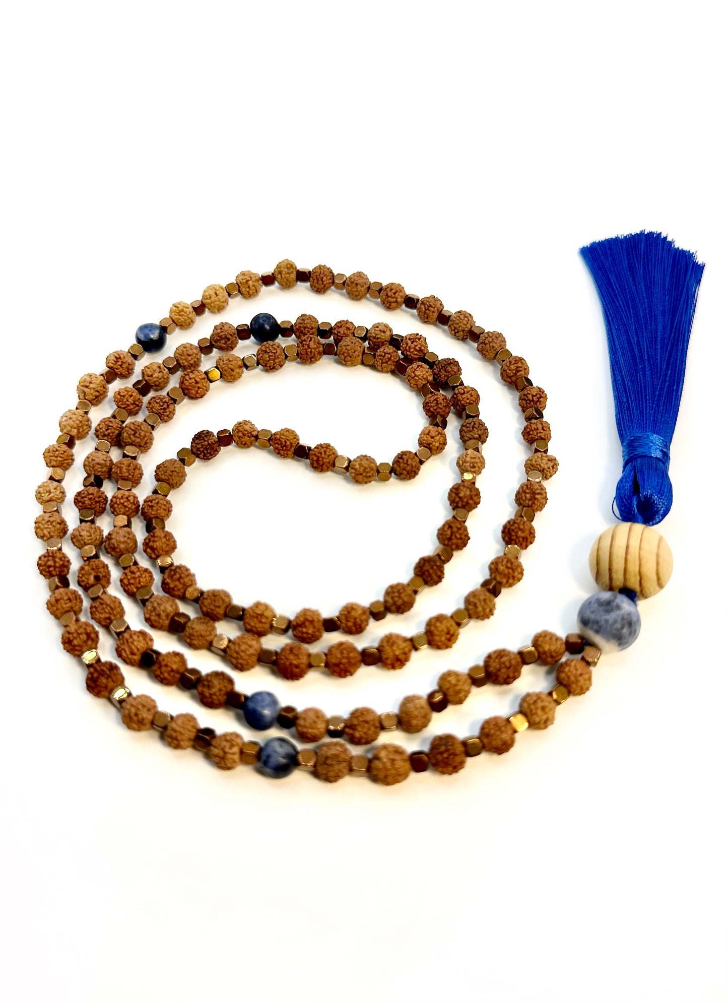 Earth & Sky 108 Rudraksha-Sodalite Mala