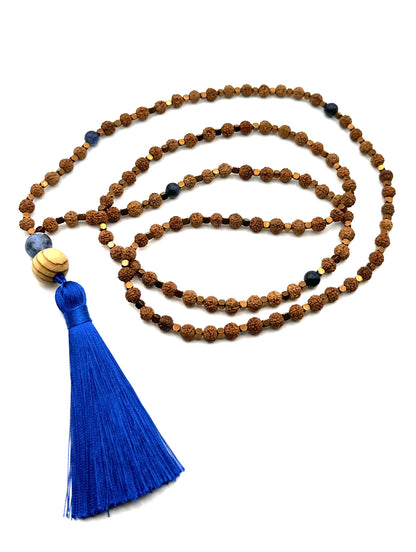 Earth & Sky 108 Rudraksha-Sodalite Mala