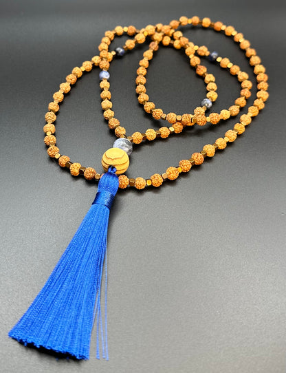 Earth & Sky 108 Rudraksha-Sodalite Mala