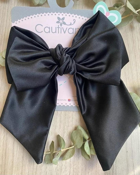 Classical Black Satin Hair Bow