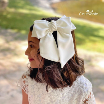 White Satin Hair Bow