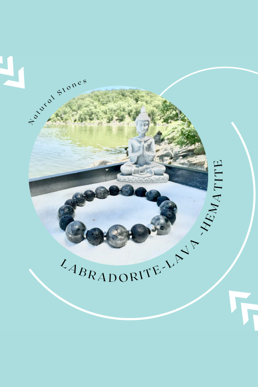 Labradorite & Lava Rock Bracelet