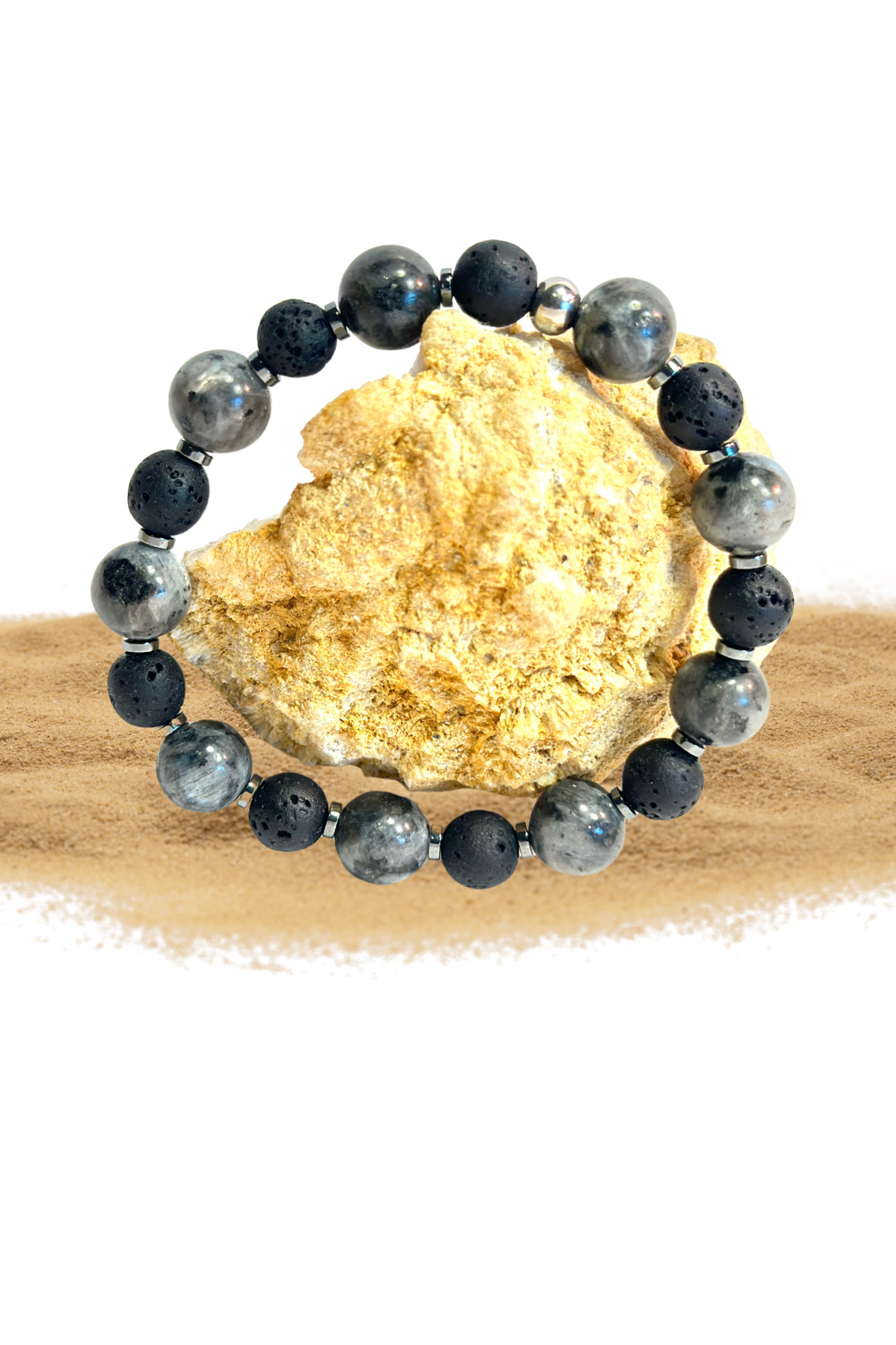 Labradorite & Lava Rock Bracelet