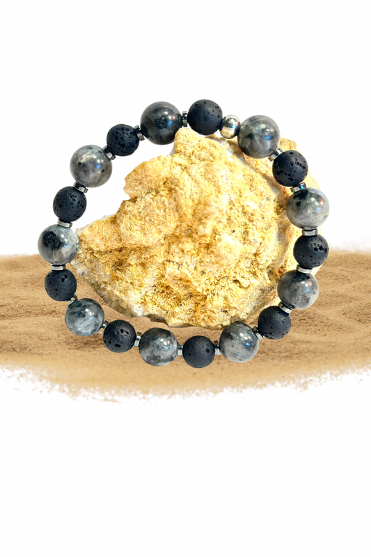 Labradorite & Lava Rock Bracelet