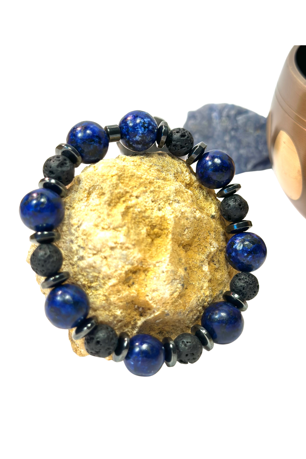 Lapis Lazuli, Lava & Hematite Bracelet