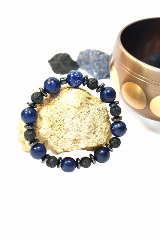 Lapis Lazuli, Lava & Hematite Bracelet