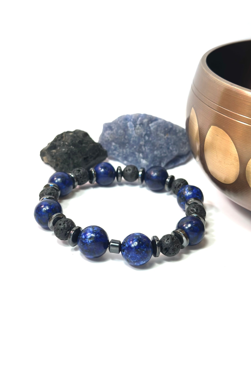 Lapis Lazuli, Lava & Hematite Bracelet