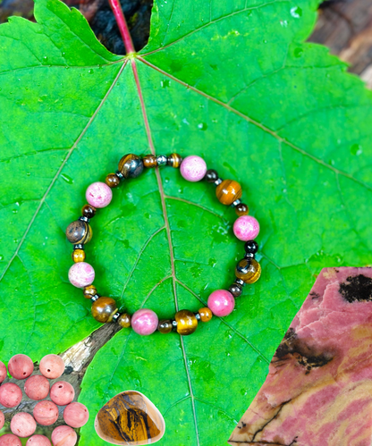 Rhodonite Tiger’s Eye Hematite Bracelet