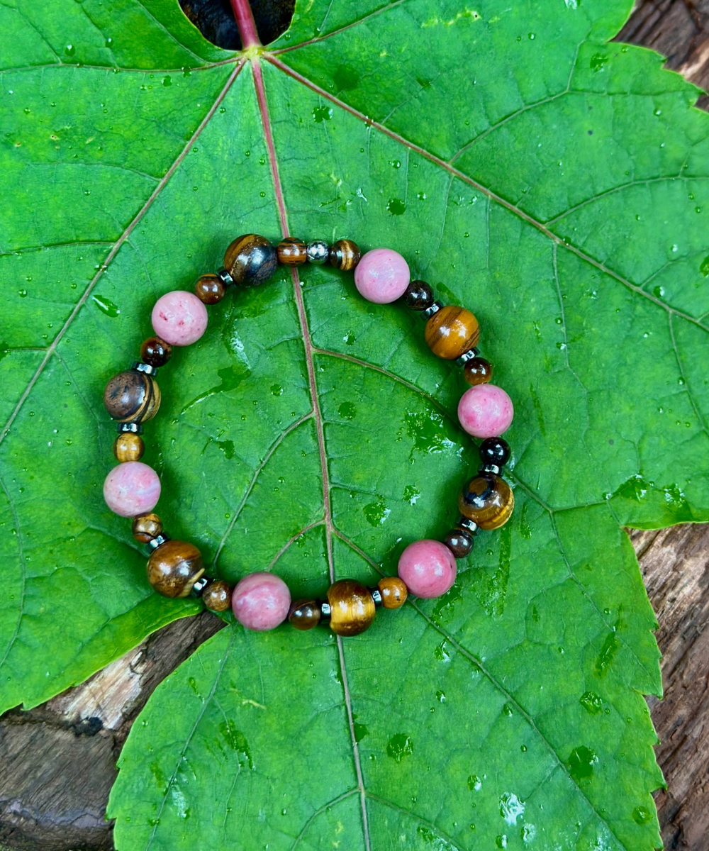 Rhodonite Tiger’s Eye Hematite Bracelet