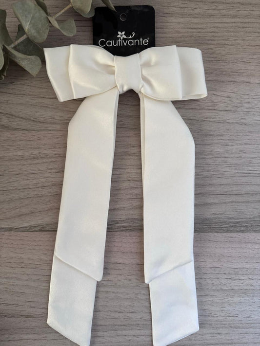 Ivory Long Tail Double Bow