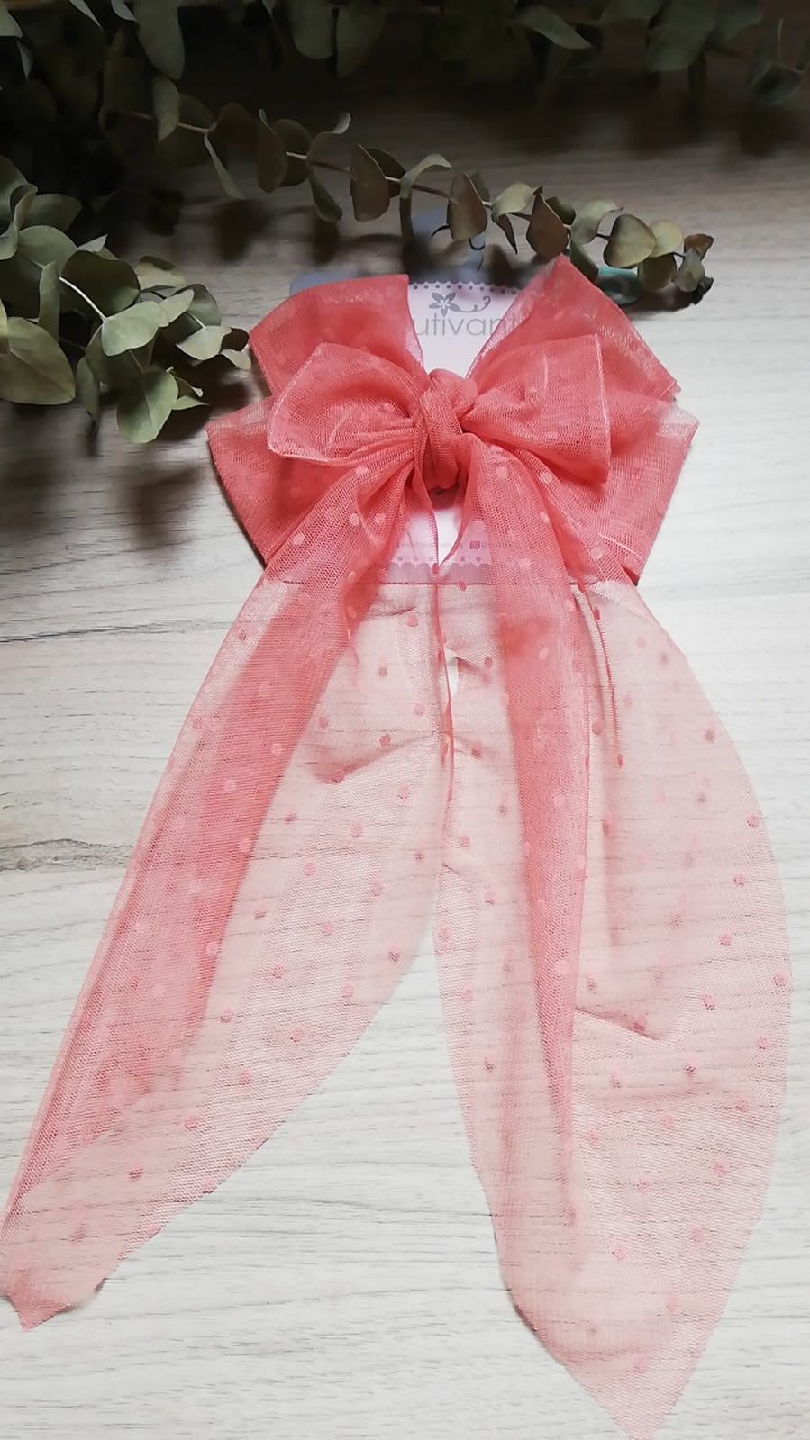 Coral Elegant Veil Bow