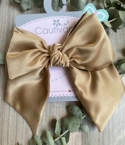 Gold Satin Hair Bow