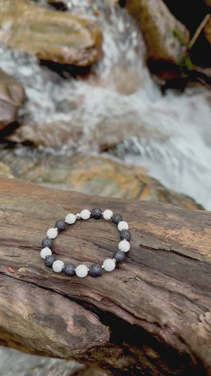 White Howlite and Lava Stone Bracelet